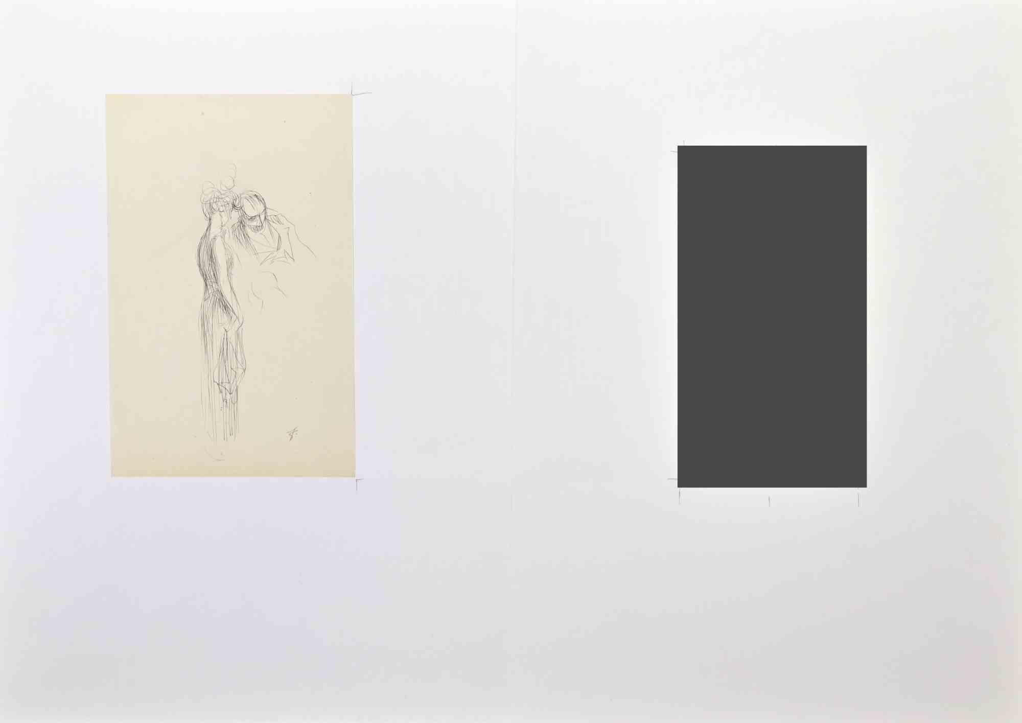 The Whisper - Drawing by Jean-Luis Forain - Late 19th century For Sale 1