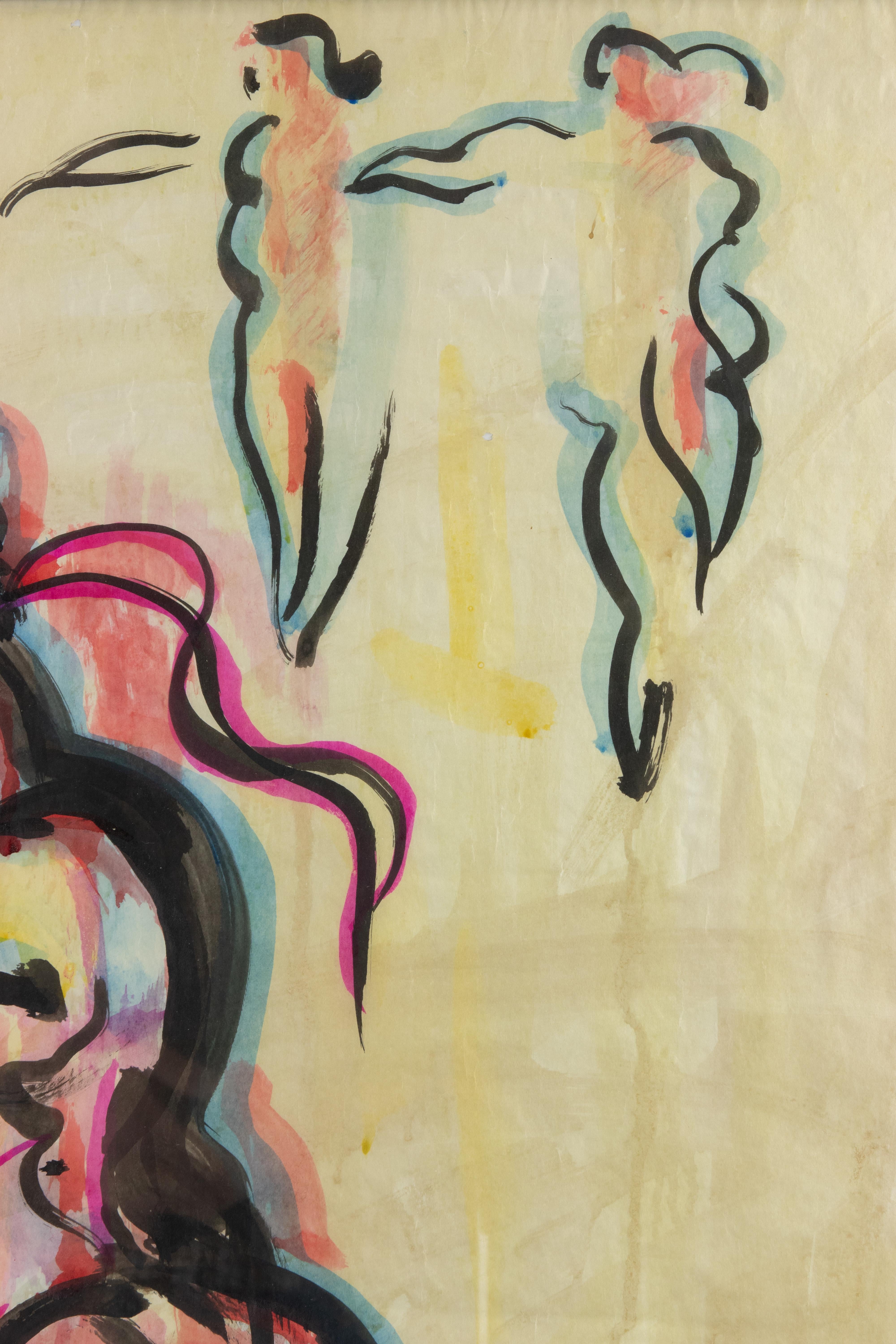 Ballerina, aquarelle de Sirio Pellegrini, années 1960 en vente 2