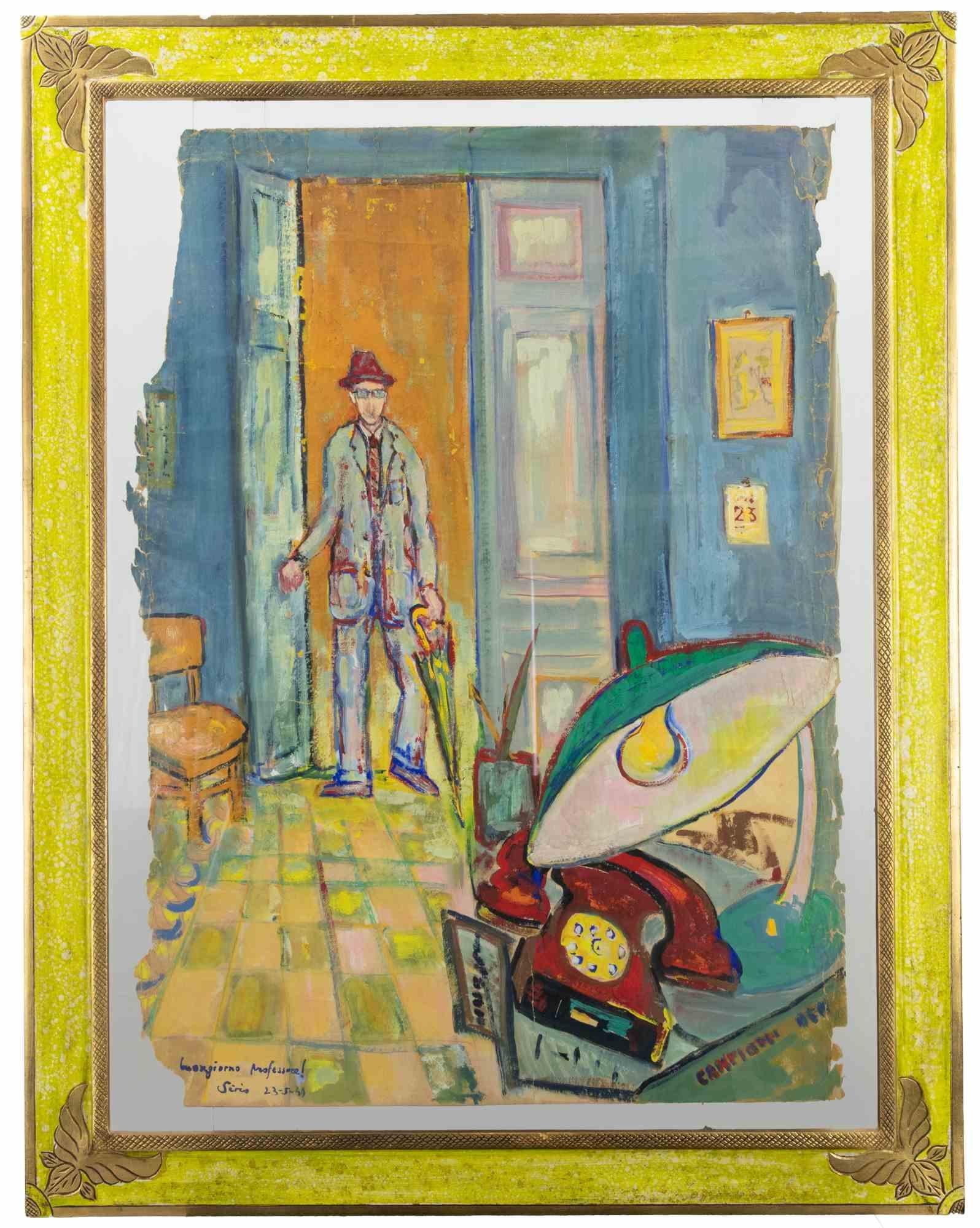 Bonjour Professeur ! - Techniques mixtes de Sirio Pellegrini - 1969