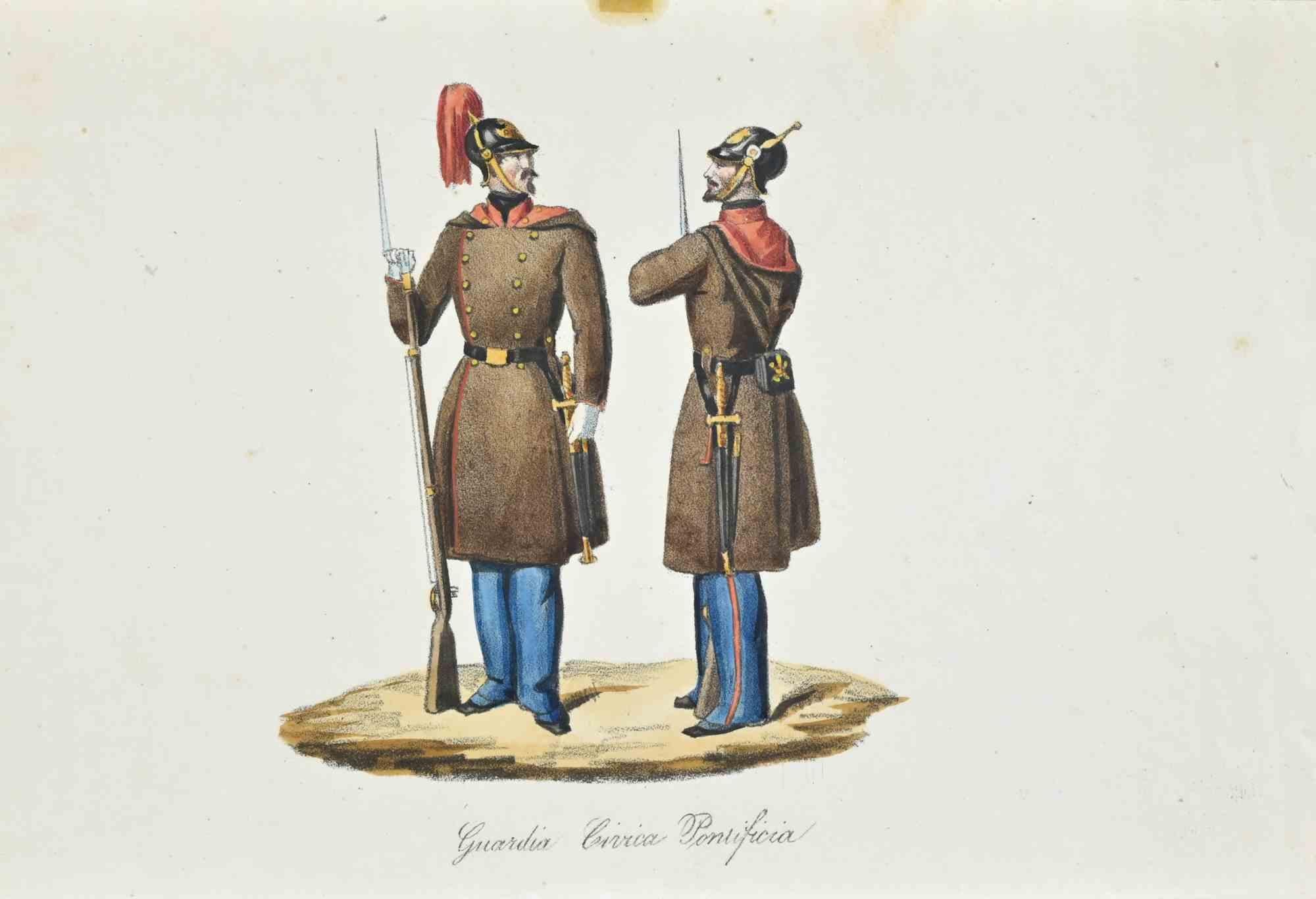 Figurative Art di Unknown - Guardia civica - Disegno - XIX secolo