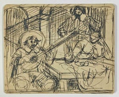 Jugadores - Dibujo de Gabriele Galantara - Principios del siglo XX