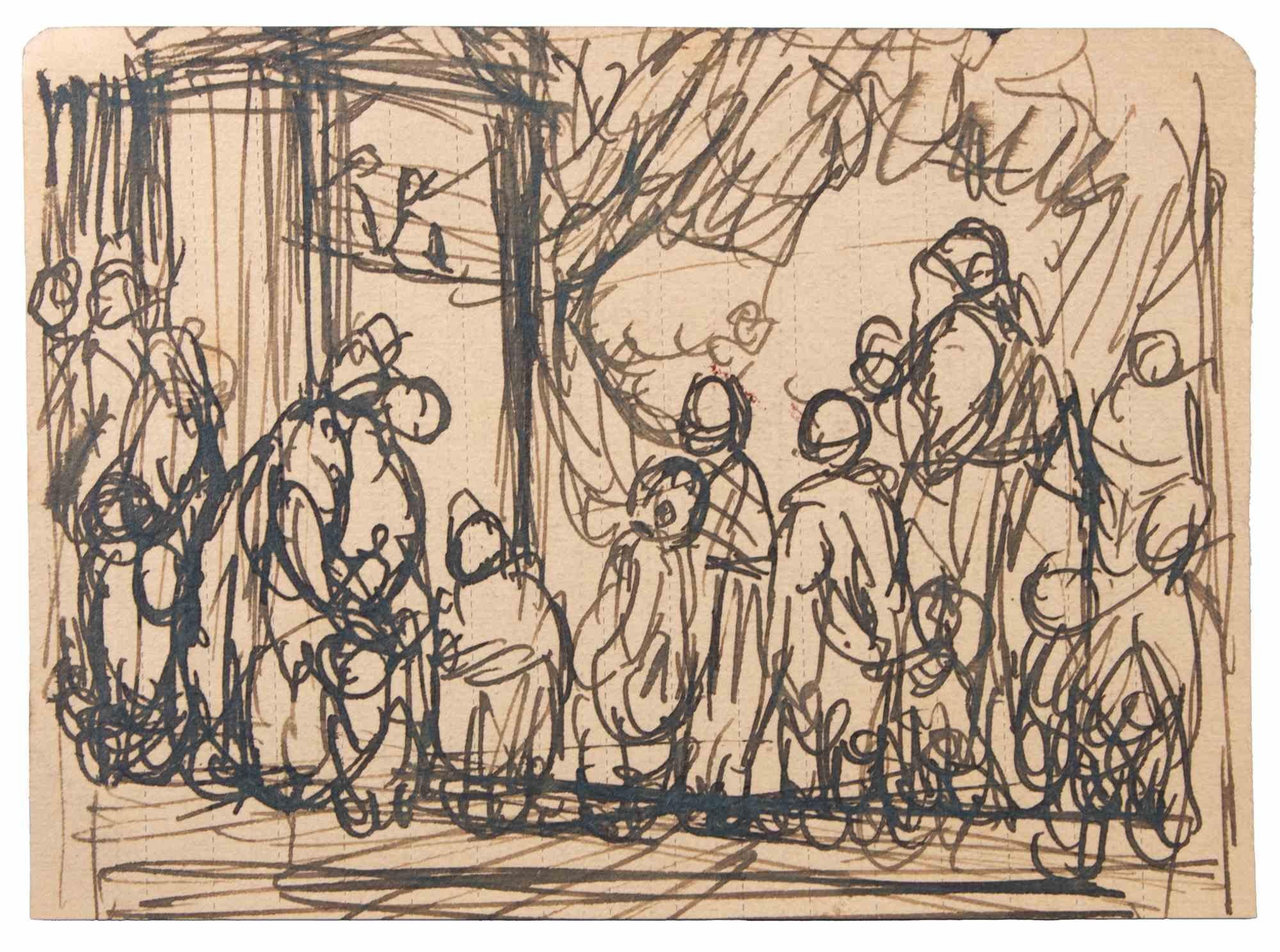The Figures - Drawing by Gabriele Galantara - Early 20th century