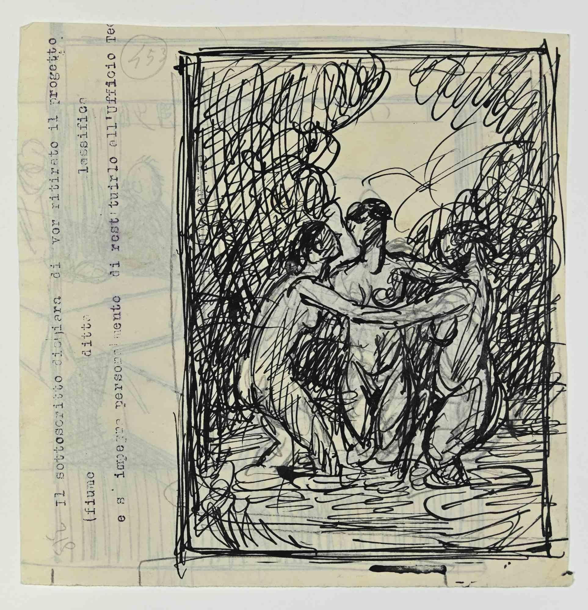 The Figures - Drawing by Gabriele Galantara - Early 20th century For Sale 1