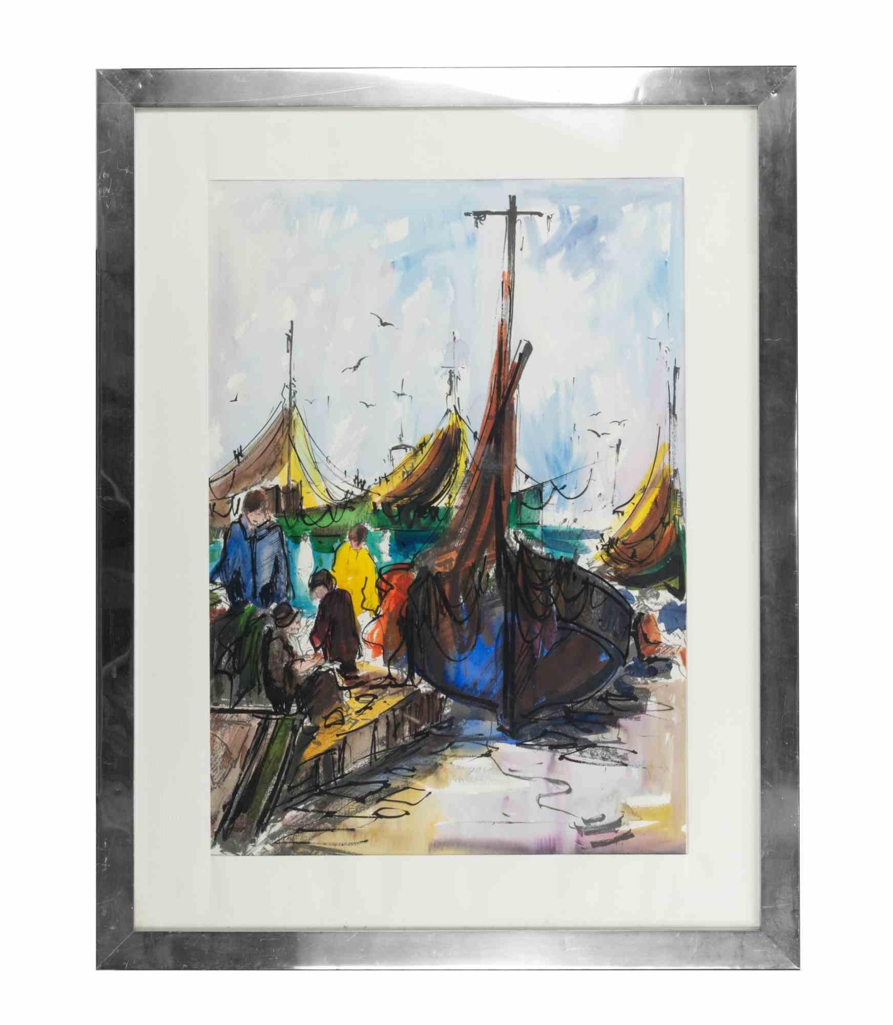 Marine Scene - Drawing - 1970s - Art by Unknown