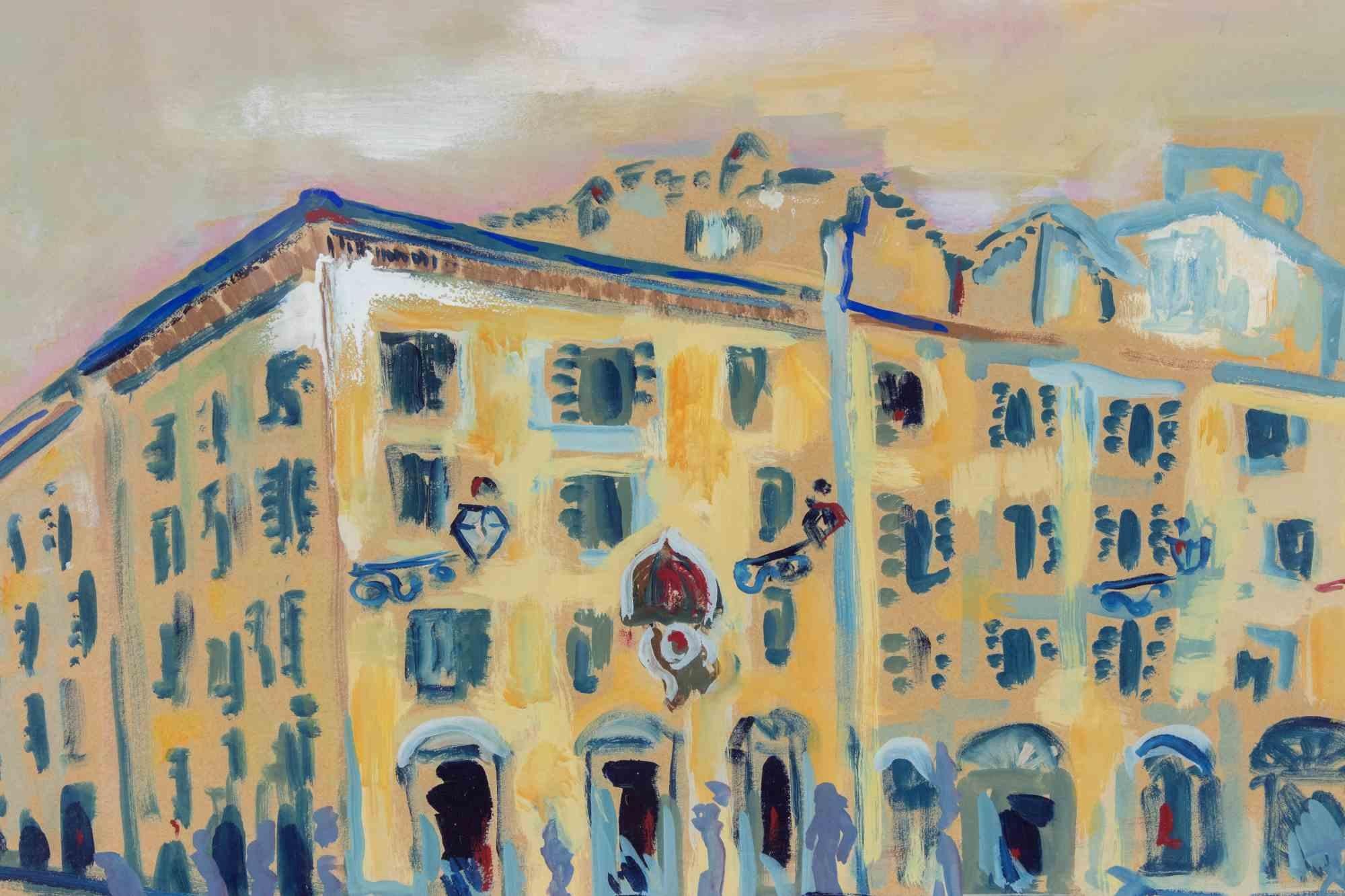 View of via di Panico, Rome - Mixed Media by Sirio Pellegrini - 1969 For Sale 1