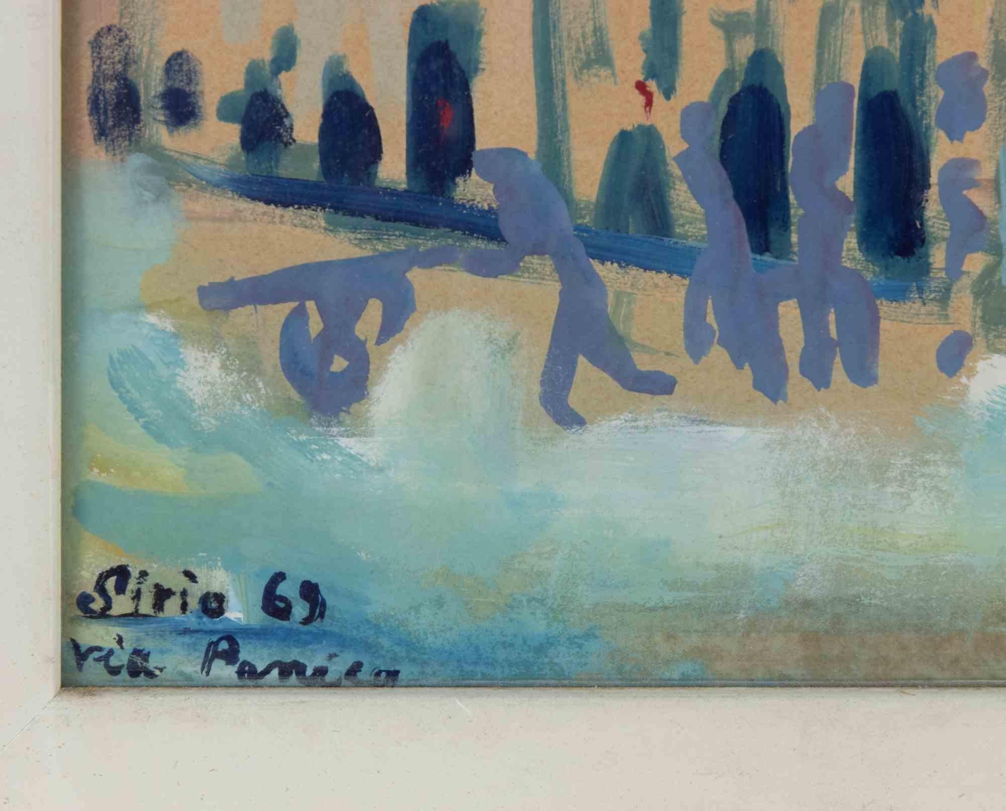 View of via di Panico, Rome - Mixed Media by Sirio Pellegrini - 1969 For Sale 2