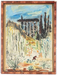 Landschaftslandschaft – Mixed Media von Sirio Pellegrini – 1960er Jahre