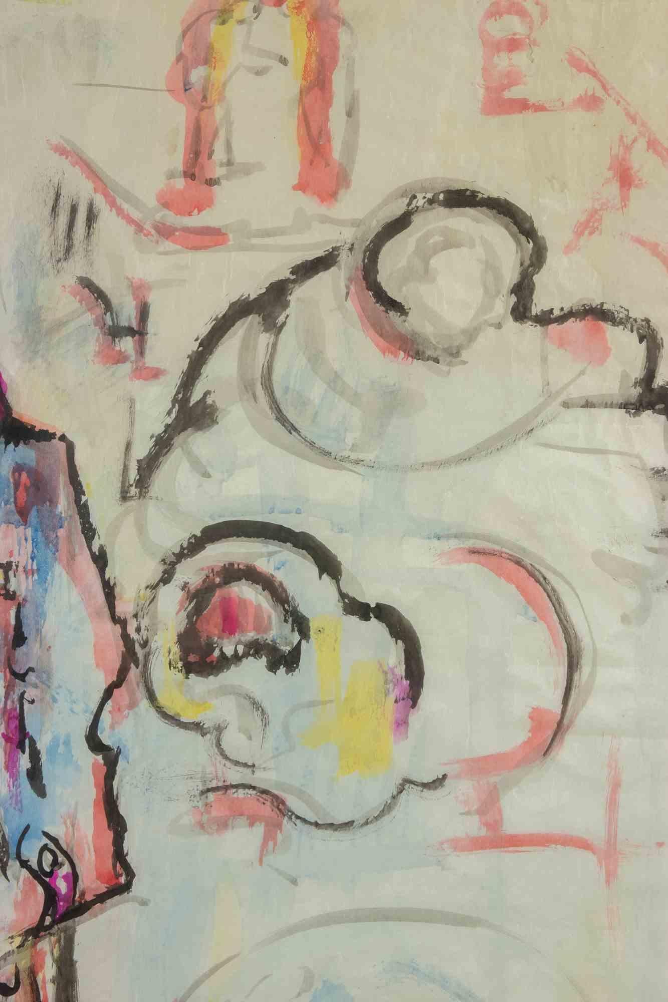 Worker - Aquarell von Sirio Pellegrini - 1960er Jahre im Angebot 2