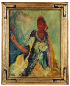 Niña española - Pastel al óleo sobre papel de Sirio Pellegrini - Años 60