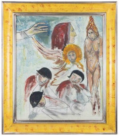Personaggi - Tecnica mista su carta di Sirio Pellegrini - 1960