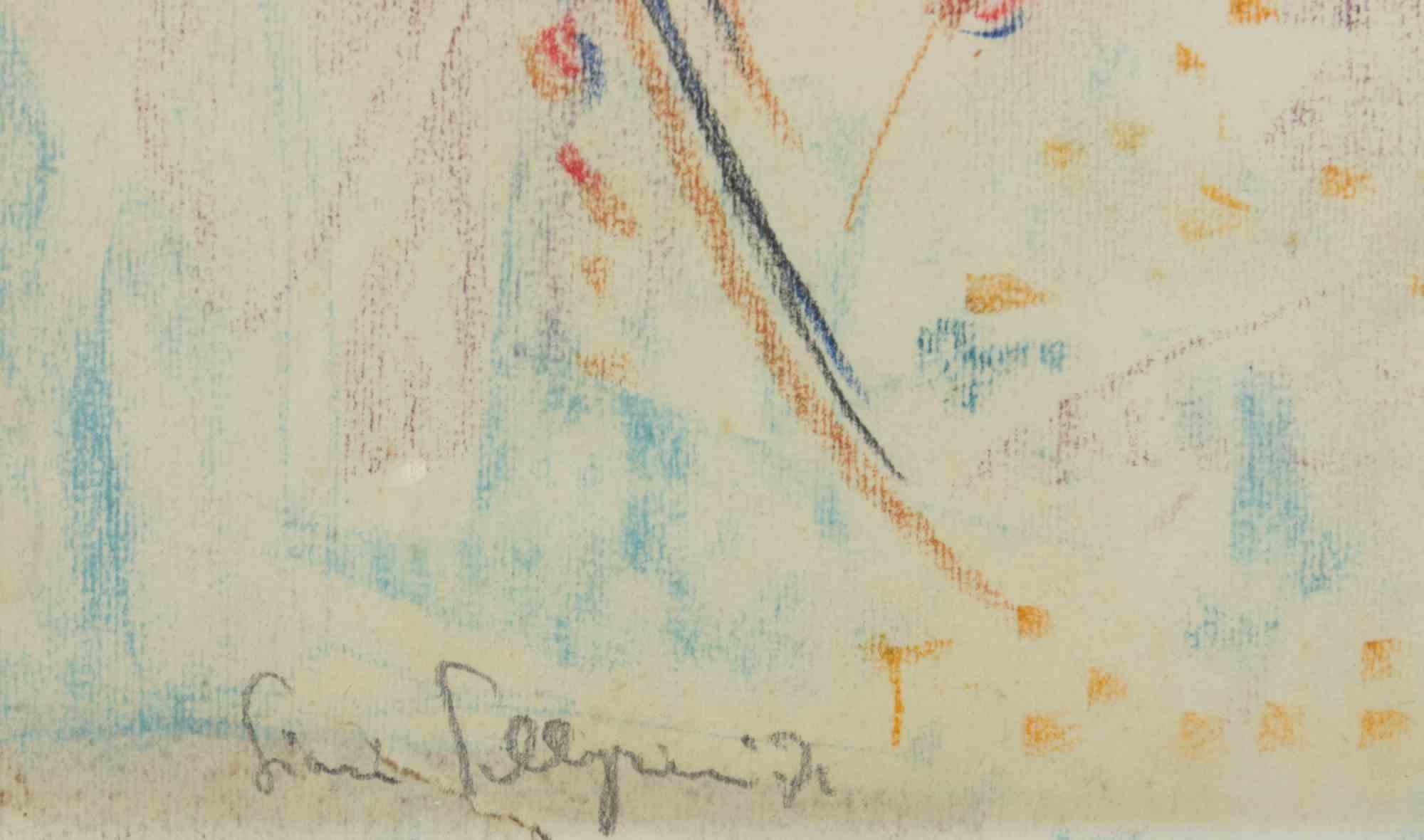 Paisaje - Técnica mixta sobre papel de Sirio Pellegrini - 1971 en venta 2