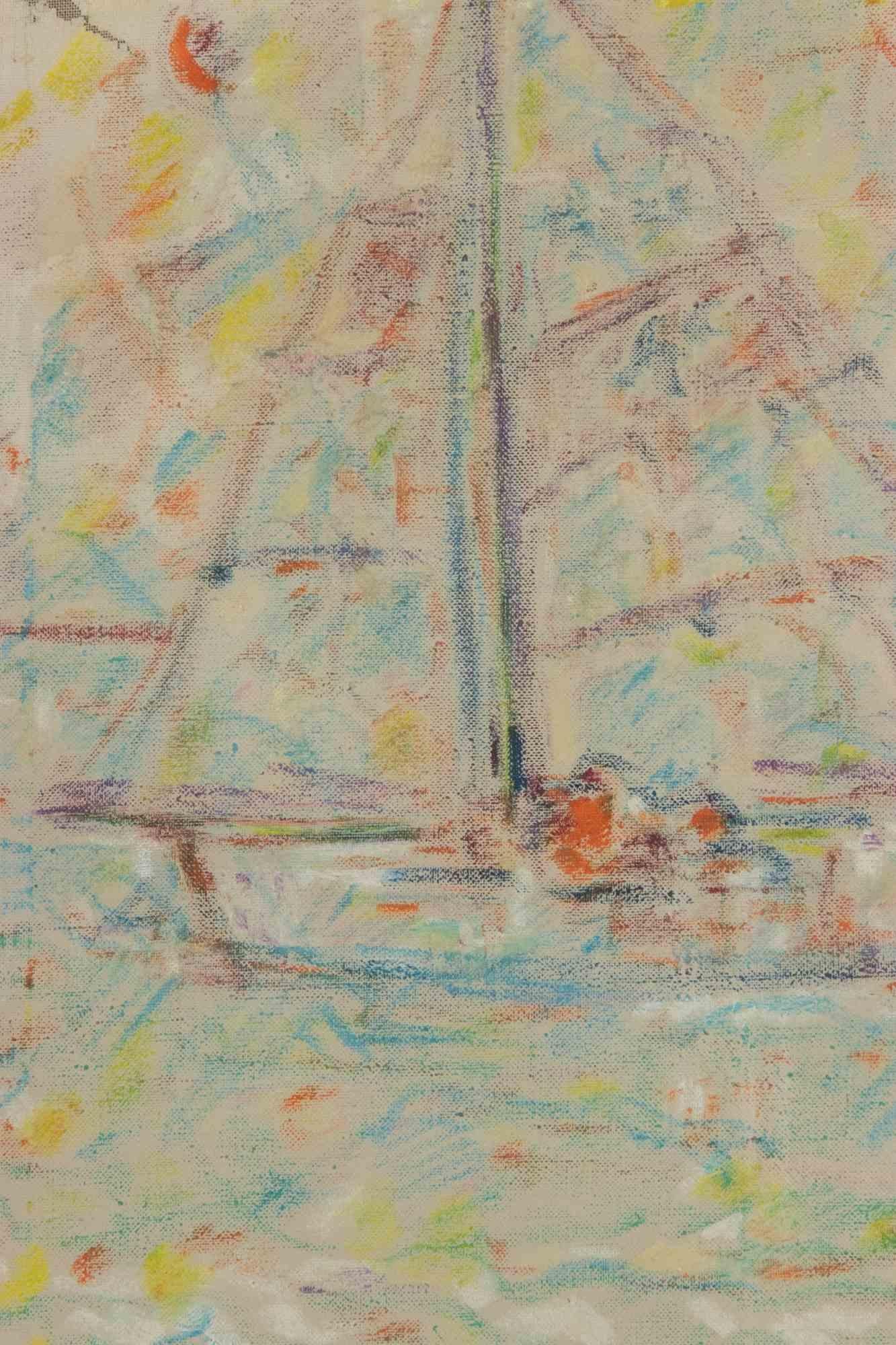 Boat - Zeichnung von Sirio Pellegrini - 1975 im Angebot 1