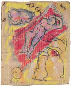 Rechteckiger Akt – Zeichnung von Sirio Pellegrini – 1960er Jahre