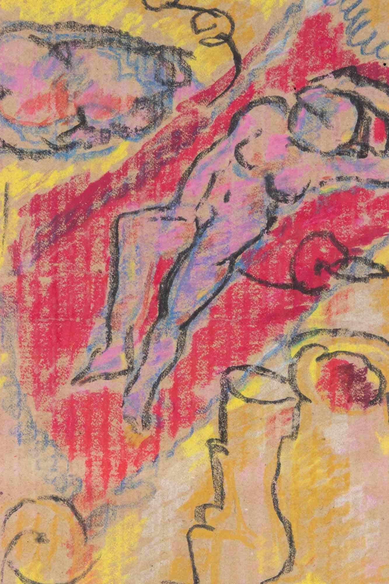 Reclined Nude - Drawing by Sirio Pellegrini - 1960s For Sale 1