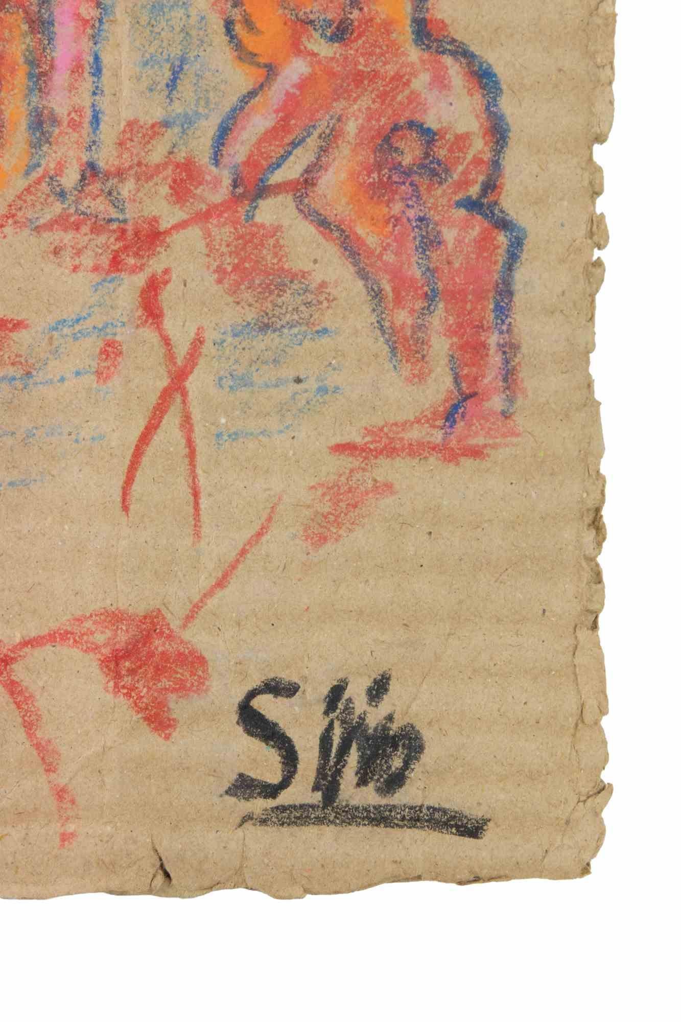 Celebration – Zeichnung von Sirio Pellegrini – 1960er Jahre im Angebot 2