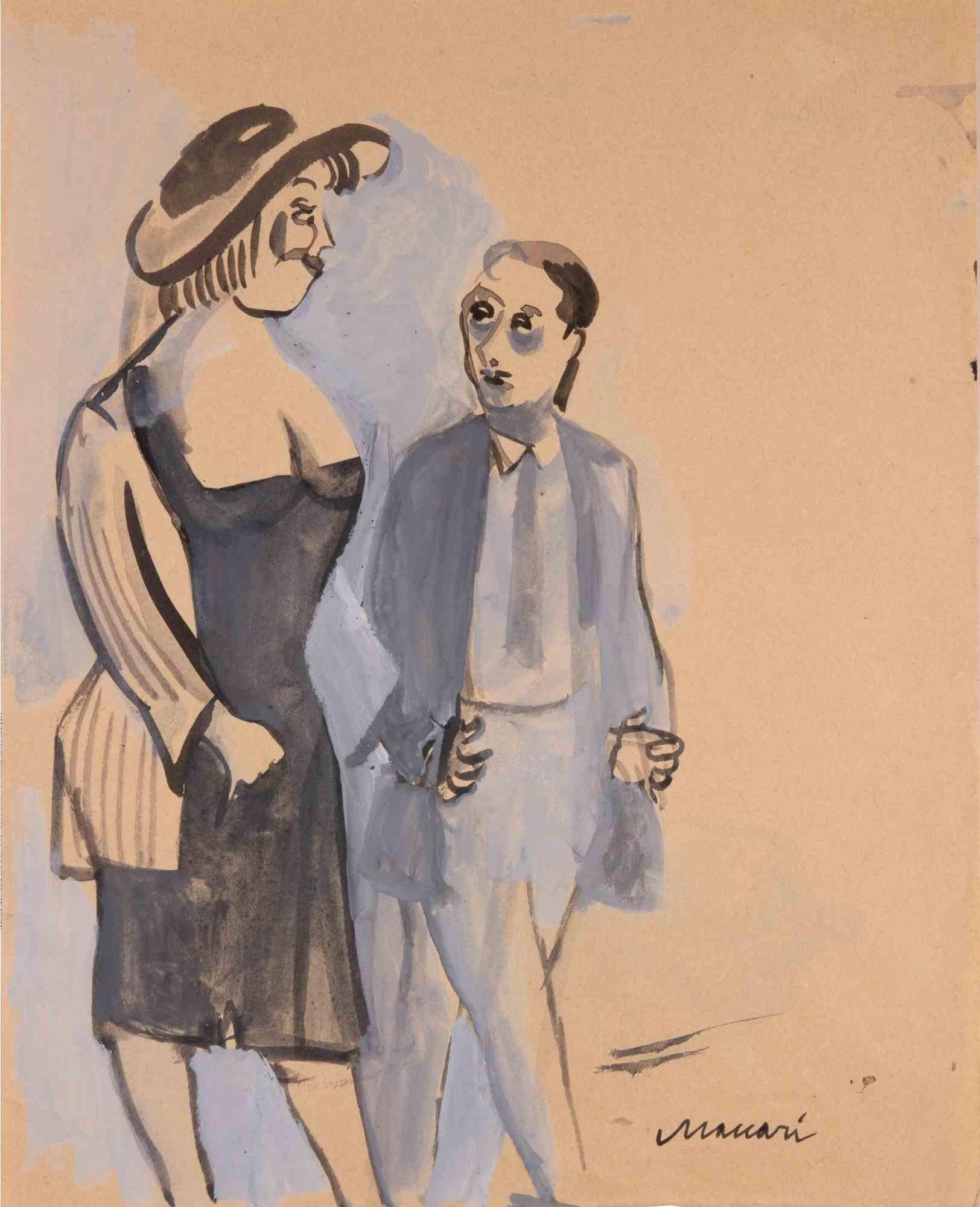 The Companion - Drawing by Mino Maccari - mid-20th Century