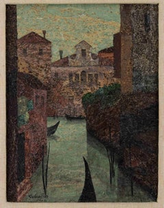 Blick auf die Kanäle von Venedig – Zeichnung von Alcione Gubellini – Mitte des 20. Jahrhunderts