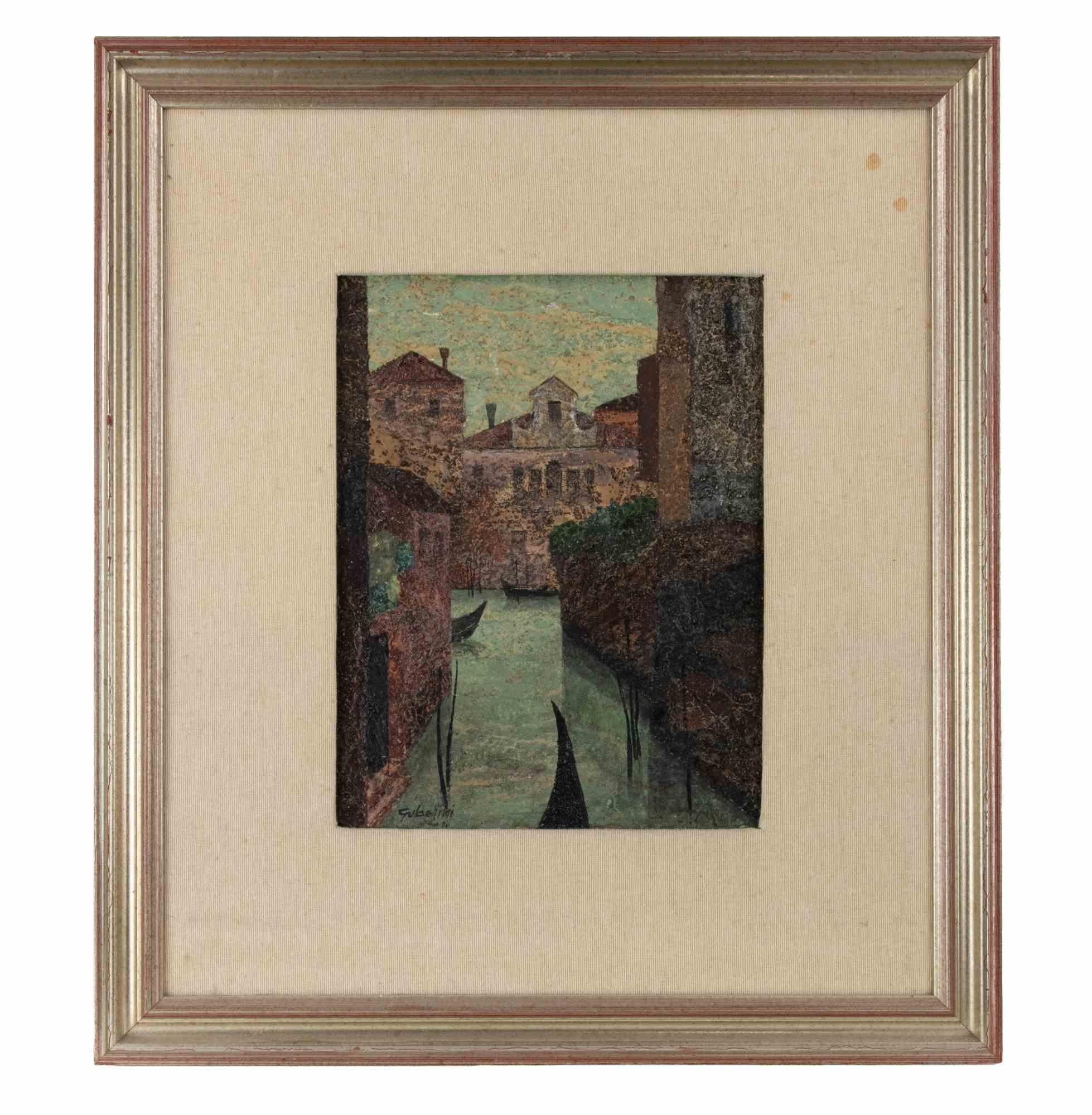 Veduta dei canali di Venezia - Disegno di Alcione Gubellini - Metà del XX secolo in vendita 1