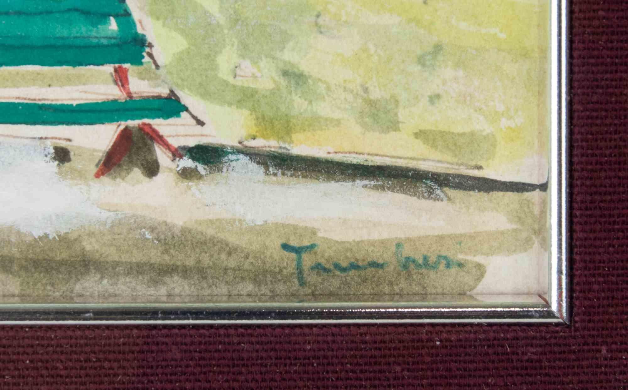 Casas en París - Dibujo de Orfeo Tamburi - Años 50 en venta 2