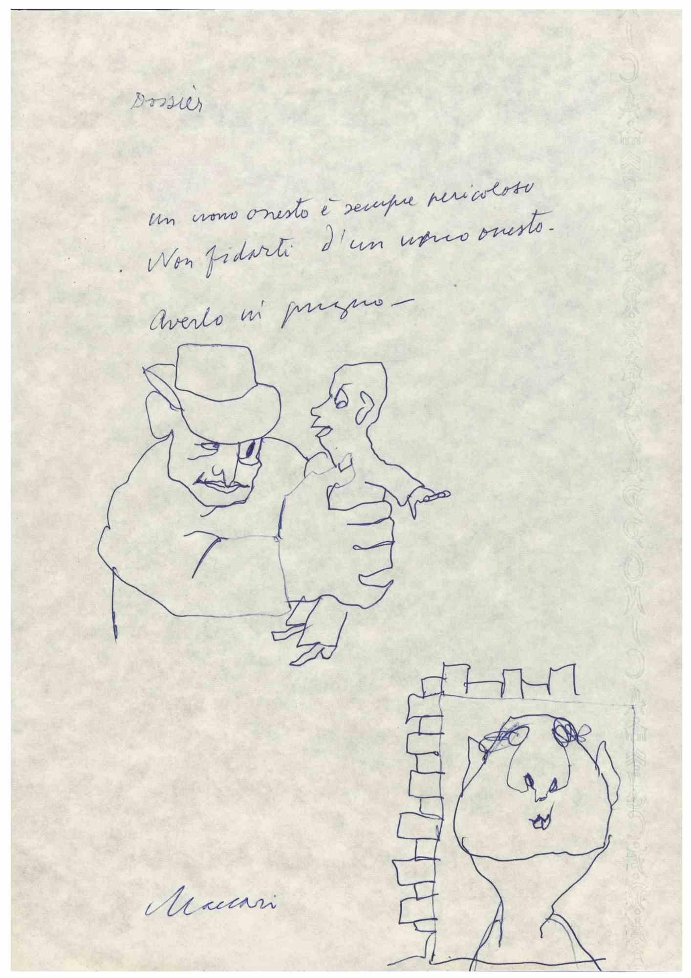 The Honest Man - Drawing by Mino Maccari - 1975 ca.
