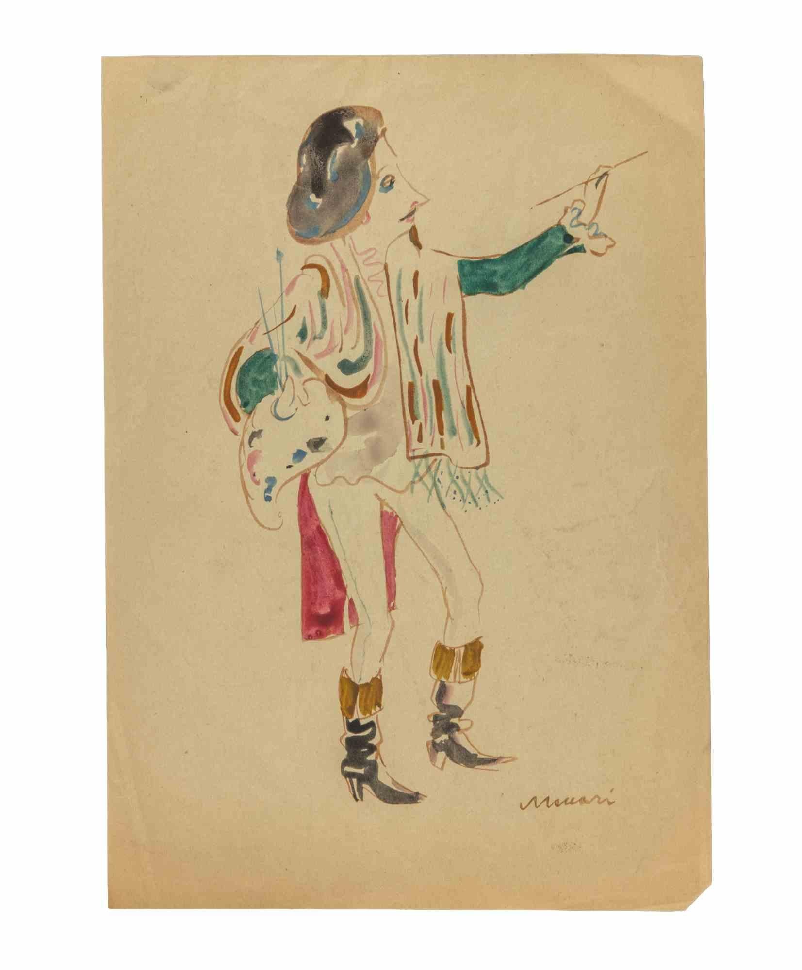 The Painter - Drawing by Mino Maccari - 1945 ca.