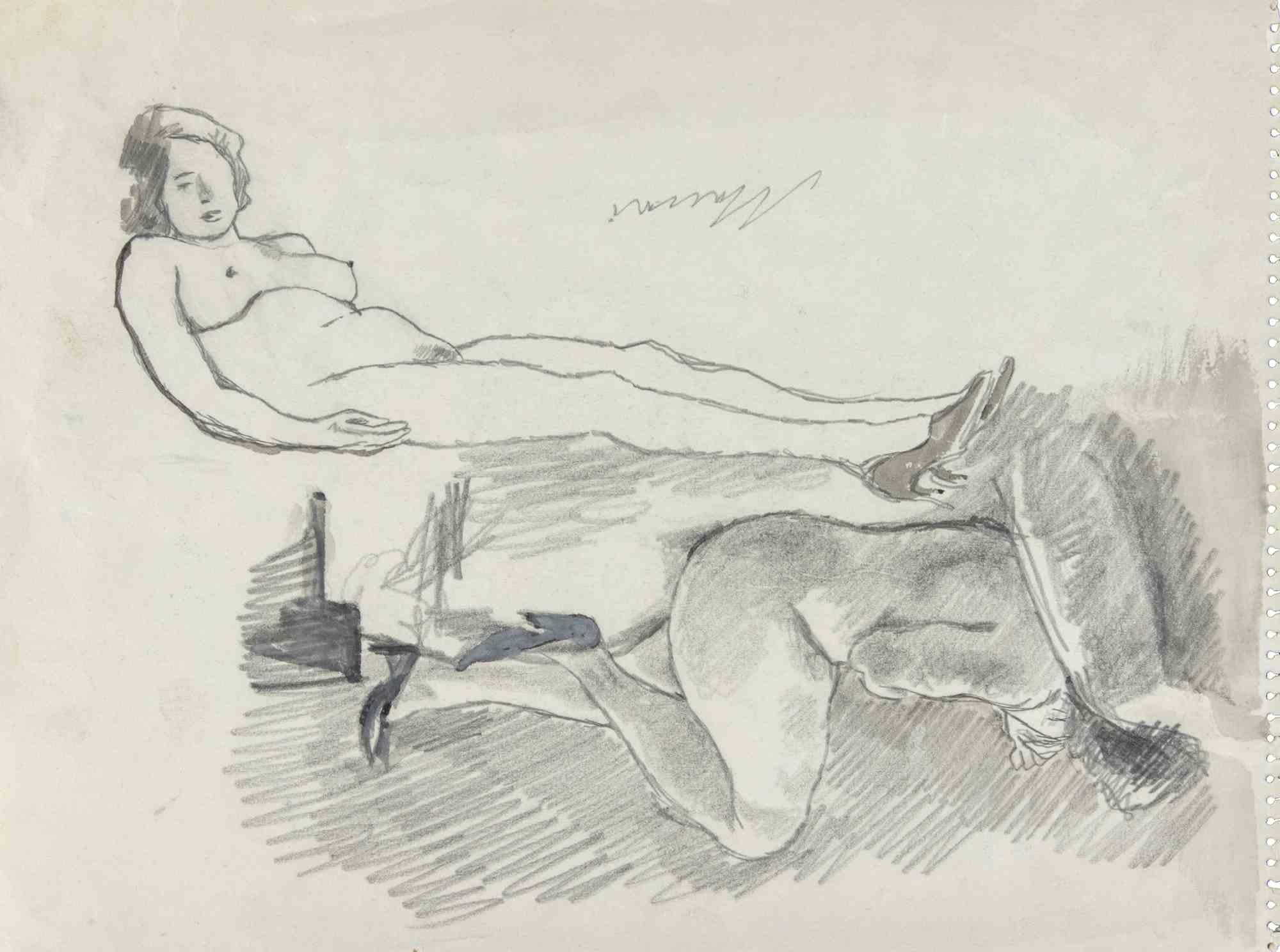 Nudes - Drawing by Mino Maccari - 1934 ca. For Sale 1