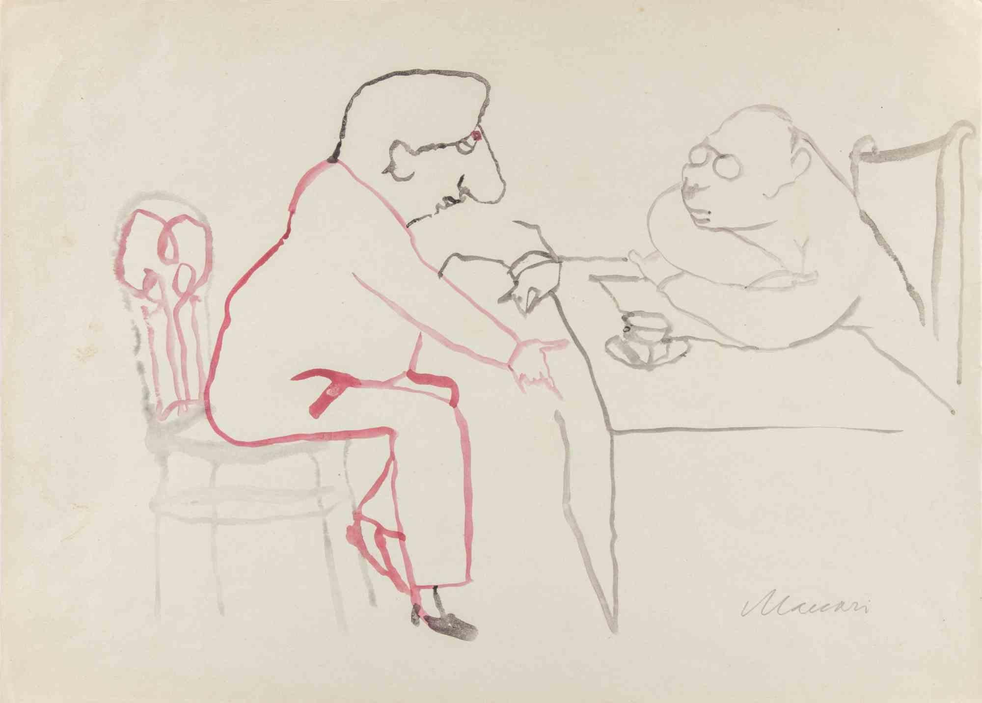 The Painter Giorgio De Chirico - Drawing by Mino Maccari - 1950 ca