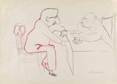 Le peintre Giorgio De Chirico - Dessin de Mino Maccari - 1950 environ