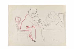 The Painter Giorgio De Chirico - Drawing by Mino Maccari - 1950 ca