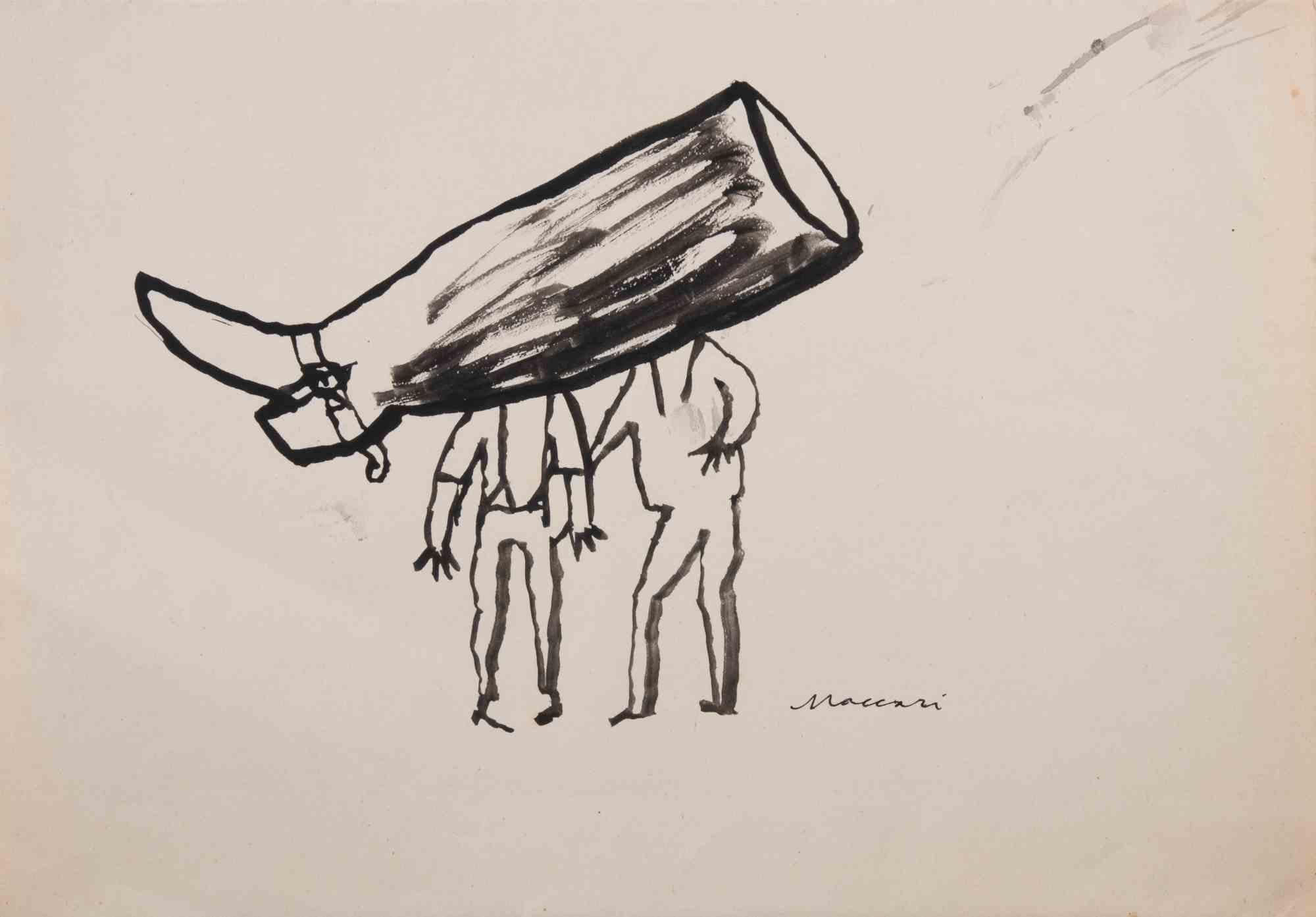 The Fixed Idea - Drawing by Mino Maccari - 1940s