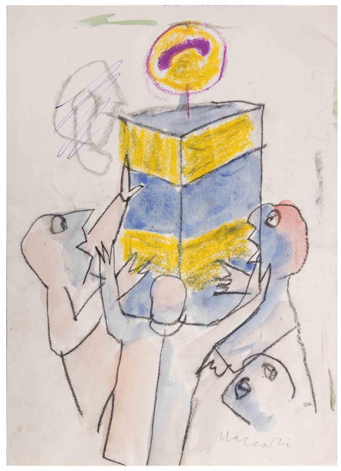 The Beloved Phone - Drawing by Mino Maccari - 1975 For Sale 1
