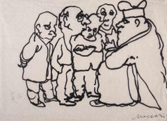 The Consultations - Drawing by Mino Maccari - mid-20th Century