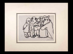 The Consultations - Drawing by Mino Maccari - mid-20th Century