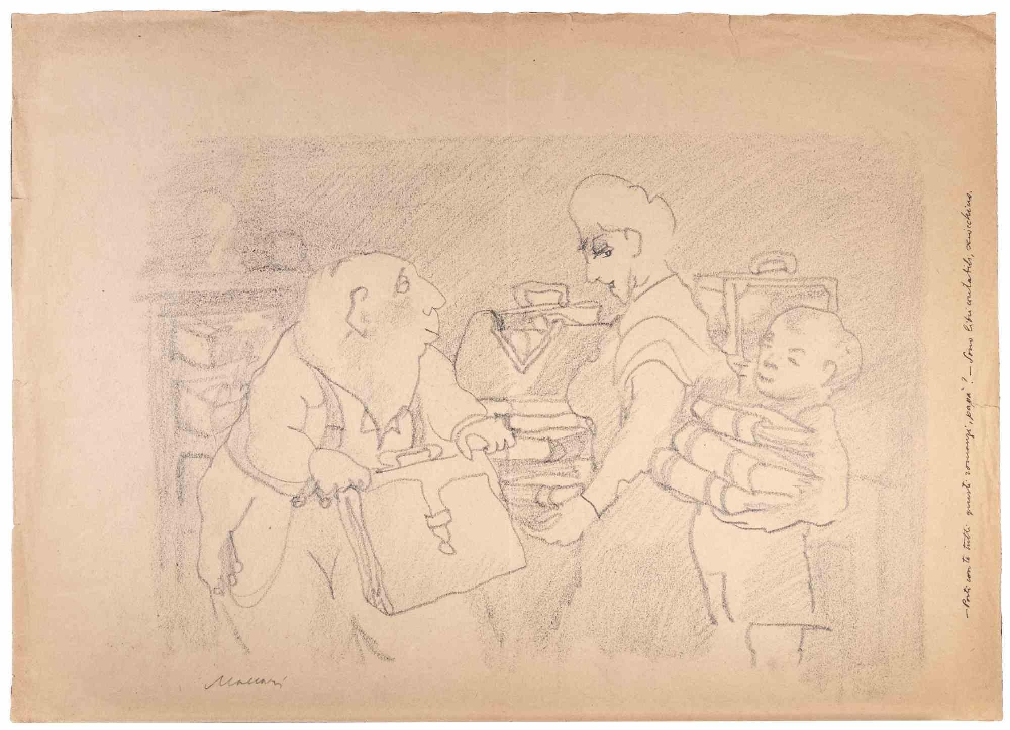Dessin au crayon sur papier réalisé par Mino Maccari dans les années 1950.

Signé à la main au crayon en bas à droite.

Très bon état.