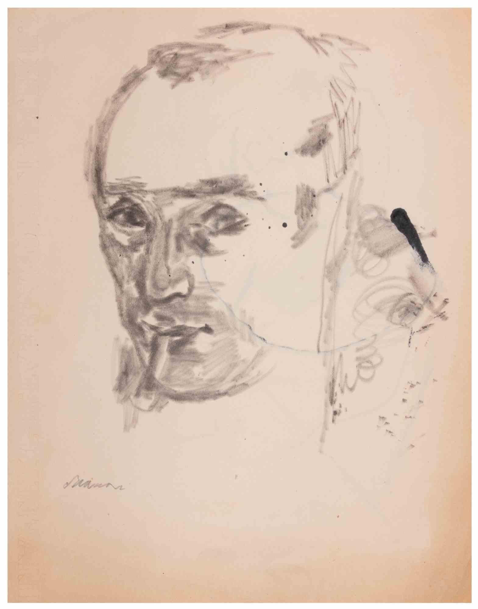Self Portrait - Drawing by Mino Maccari - mid-20th Century