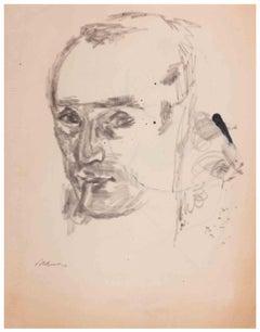 Autorretrato - Dibujo de Mino Maccari - mediados del siglo XX