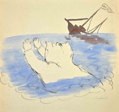 The Shipwreck of Attualismo - Zeichnung von Mino Maccari - 1940er Jahre