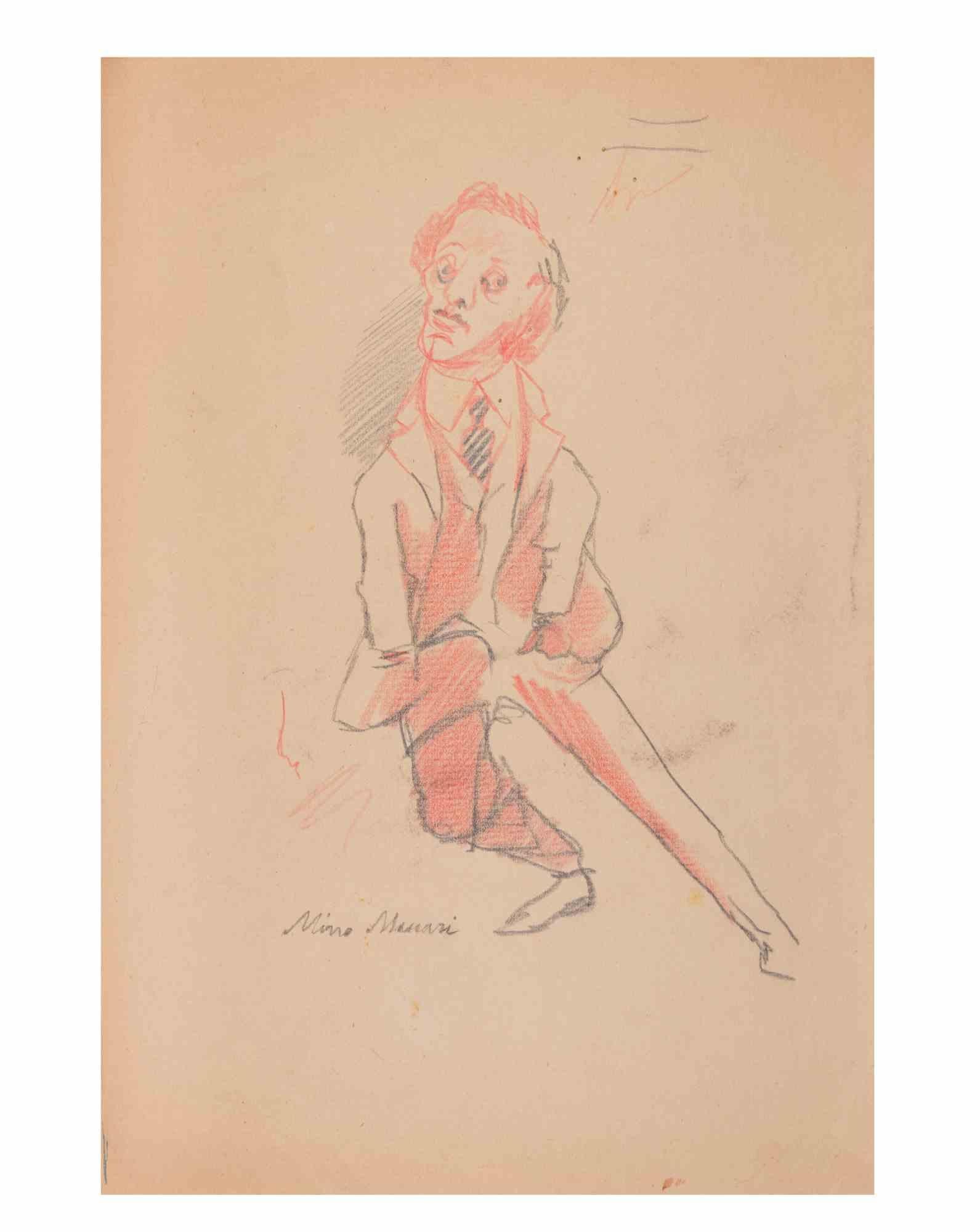 Crazy Man - Drawing by Mino Maccari - Mid-20th Century