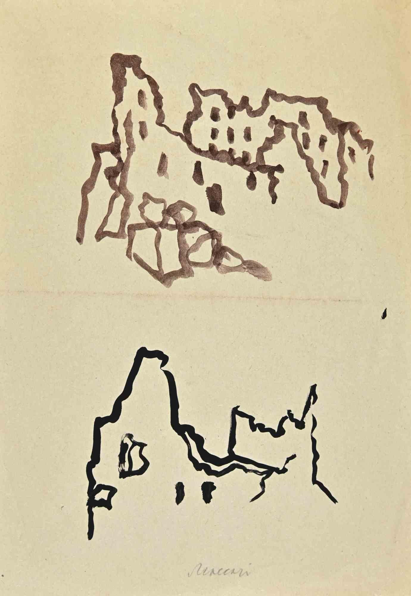 The Rocks - Drawing by Mino Maccari - 1940s