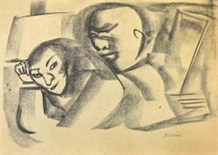 Pareja - Dibujo de Mino Maccari - Mediados del siglo XX