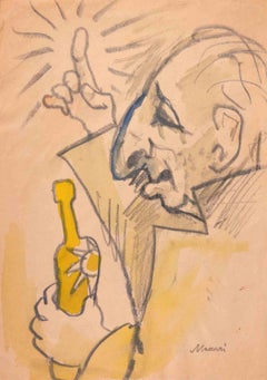 Retrato - Dibujo de Mino Maccari - Mediados del siglo XX