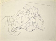 Niña dormida - Dibujo de Mino Maccari - Años 30