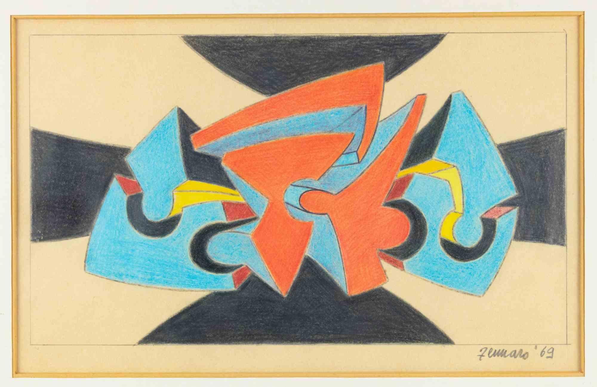 Composition abstraite - Pastel de Giorgio Zennaro - 1969 en vente 1