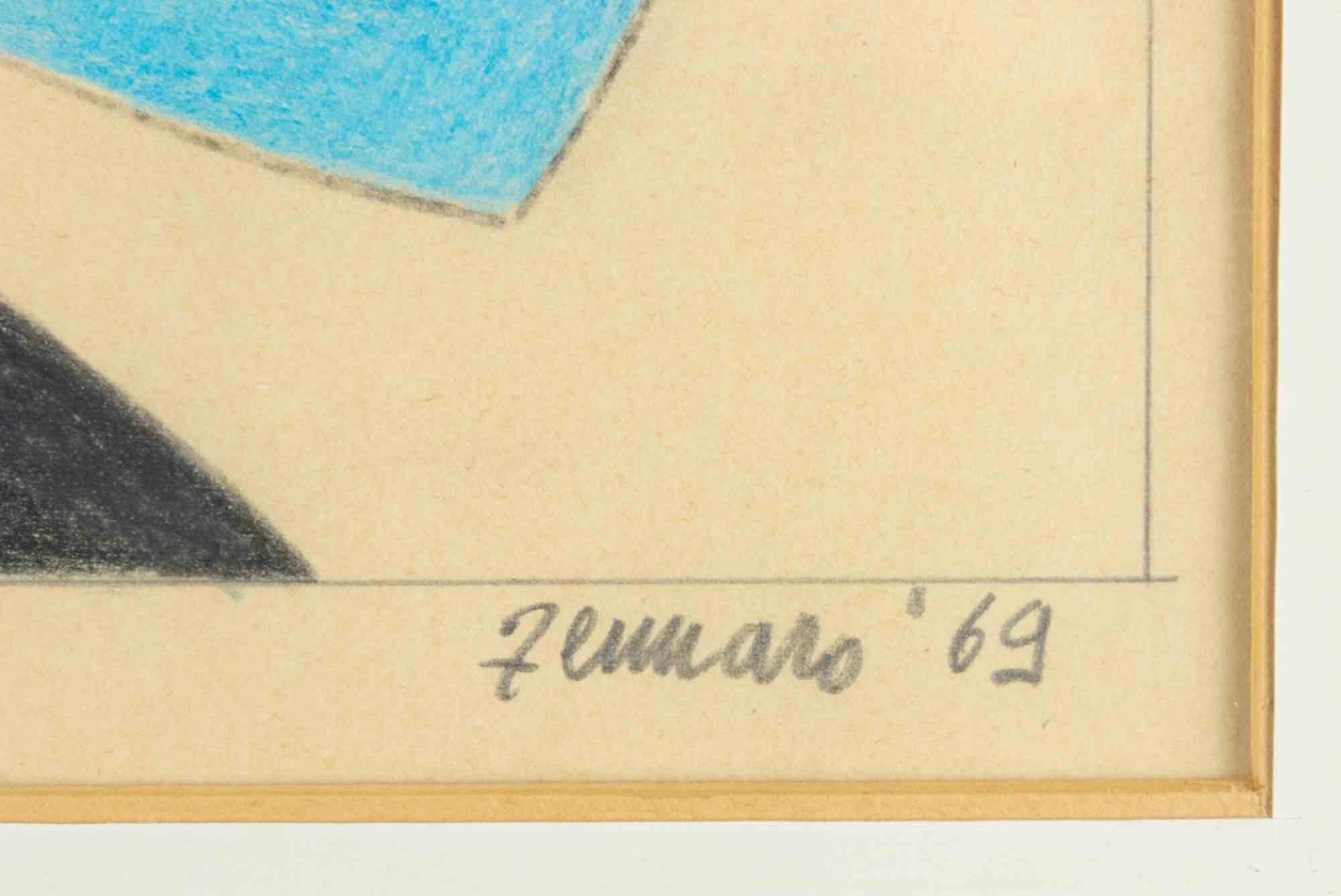 Composition abstraite - Pastel de Giorgio Zennaro - 1969 en vente 2