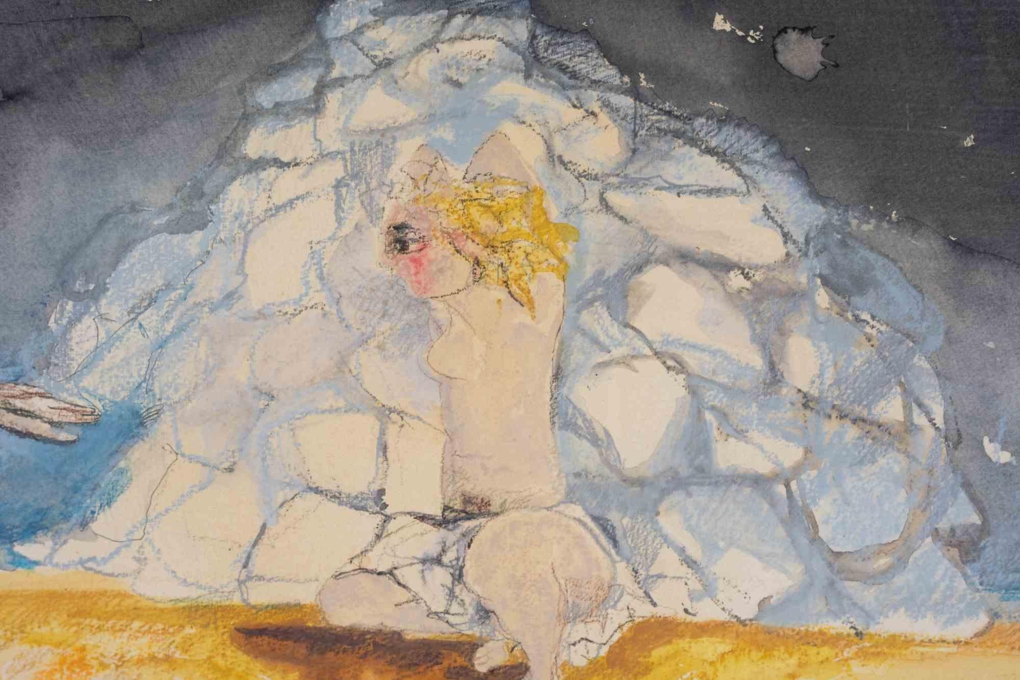 Diving at the Sea - Drawing by Ennio Calabria - 1970s For Sale 2