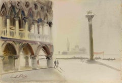 Piazzetta a San Marco, Venice - Drawing by Carlo Ravagnan - 1970s