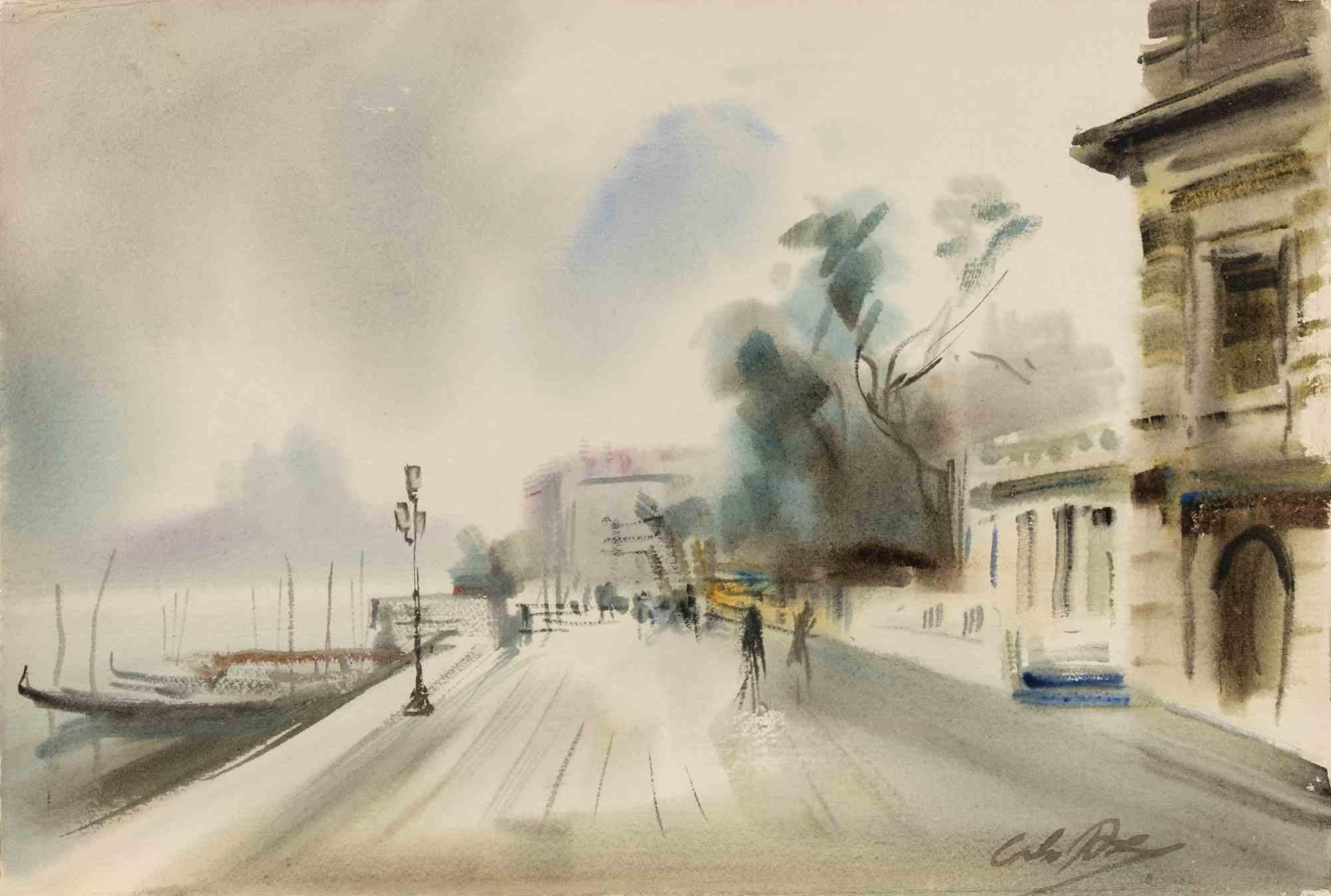 Watercolor on heavy paper realized by Carlo Ravagnan in 1970s.

Hand signed lower right. Signed also on rear.

Excellent condition.

Carlo Ravagnan was born in Udine on September 4, 1911, died in Venice in 1992.
He studied at the Art Institute of