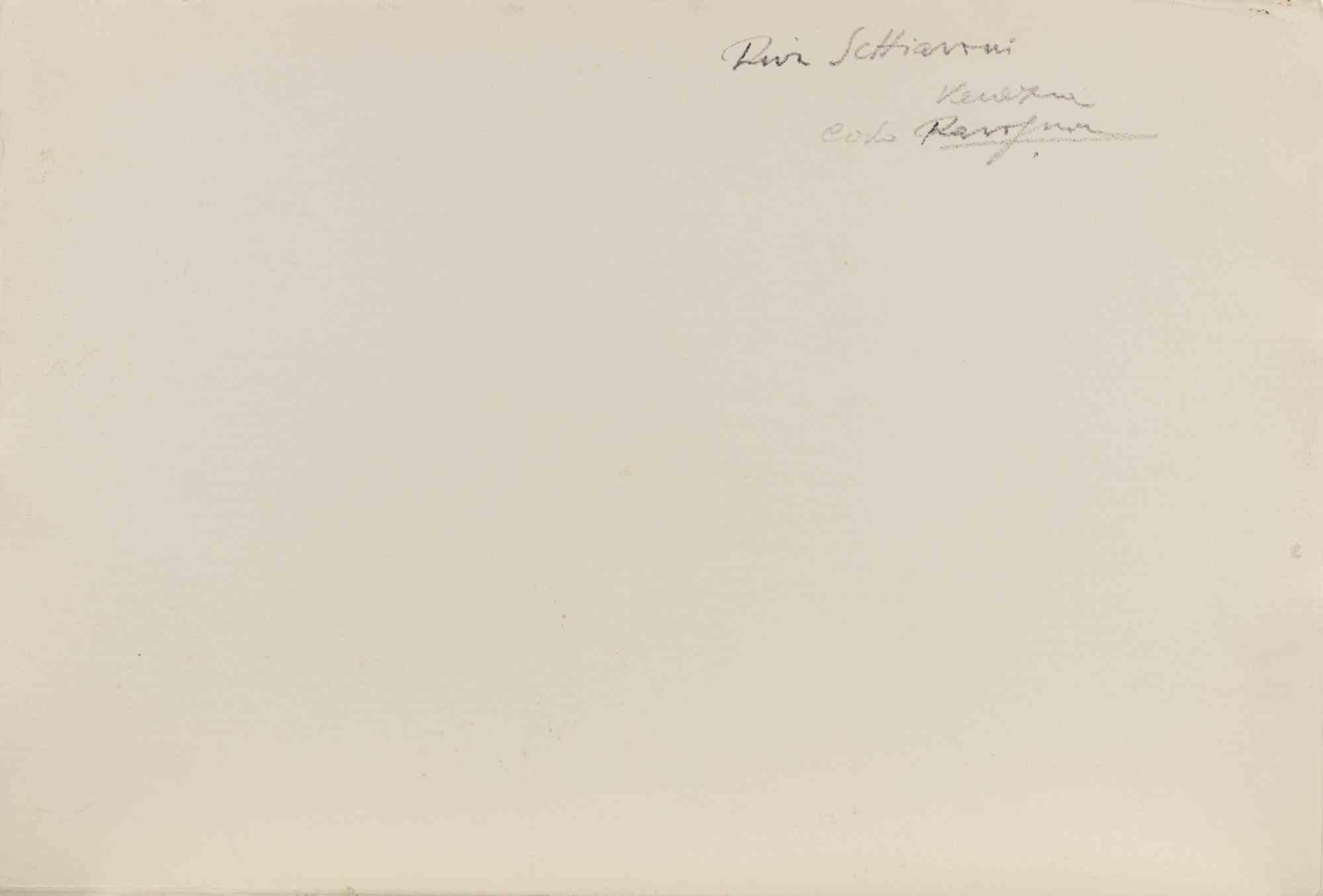 View of Riva Schiavoni, Venice - Drawing by Carlo Ravagnan - 1970s For Sale 1