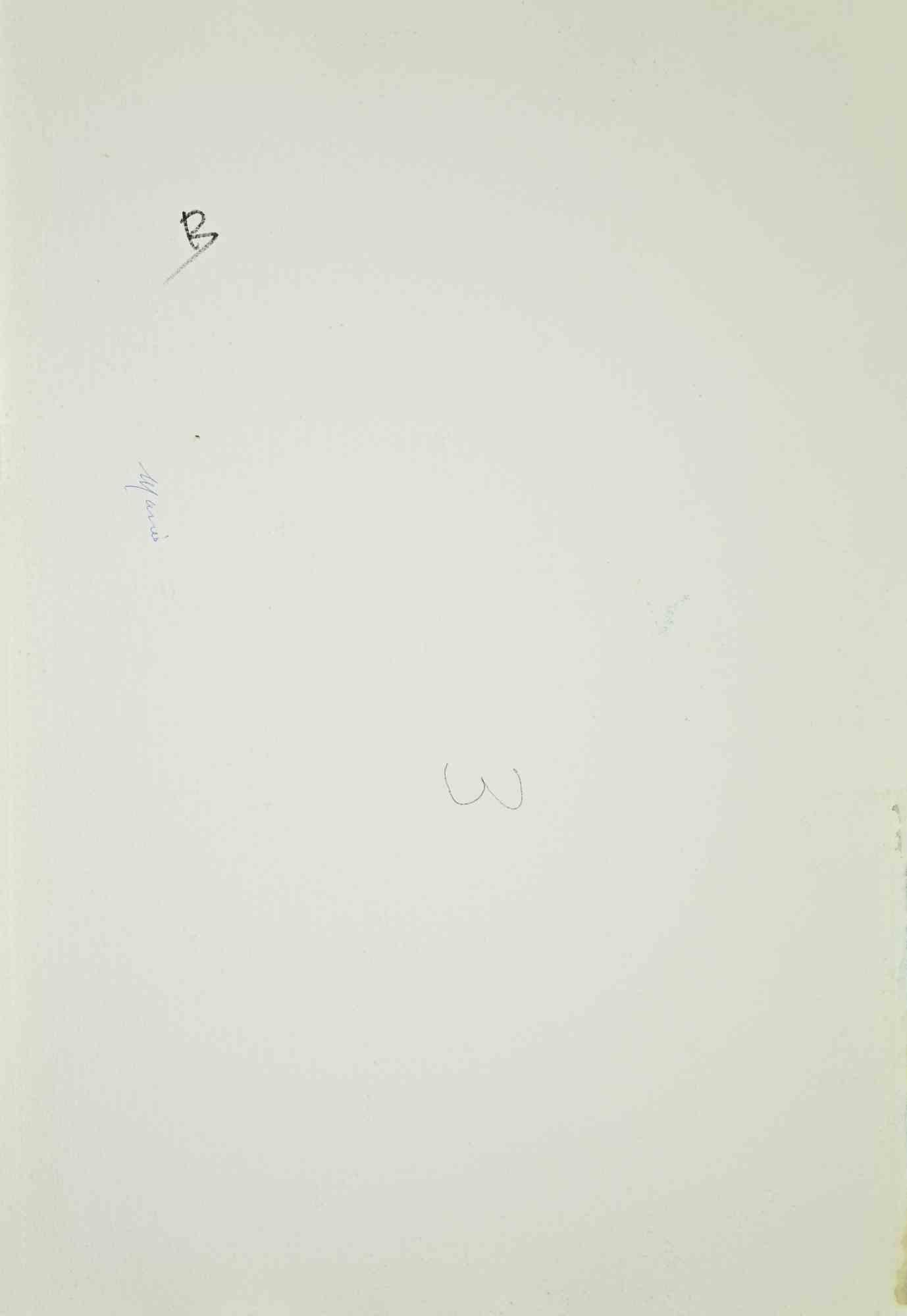 Bouquet of Flowers - Drawing by Carlo Ravagnan - 1960s For Sale 1