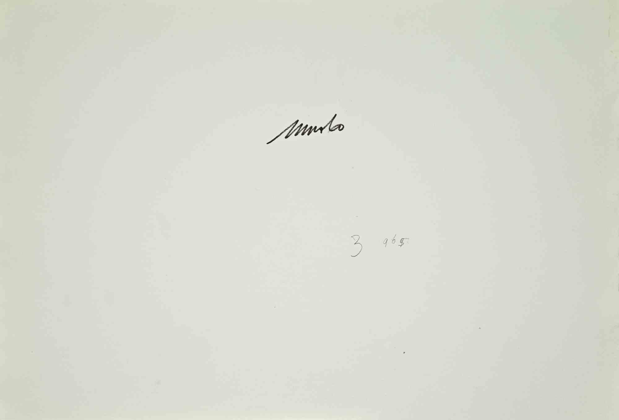Desnudo de mujer - Dibujo de Carlo Ravagnan - Años 1960 en venta 1